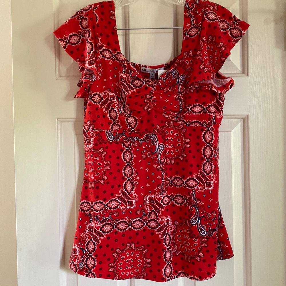Red Bandana Print Top